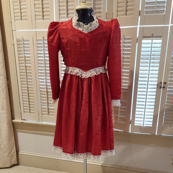 Granny Other - Vintage Pretty Handmade by Granny Laced & Beaded Girl's Christmas Dress